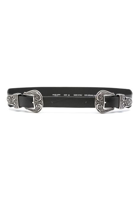 Black double buckle leather belt Golden Goose - women